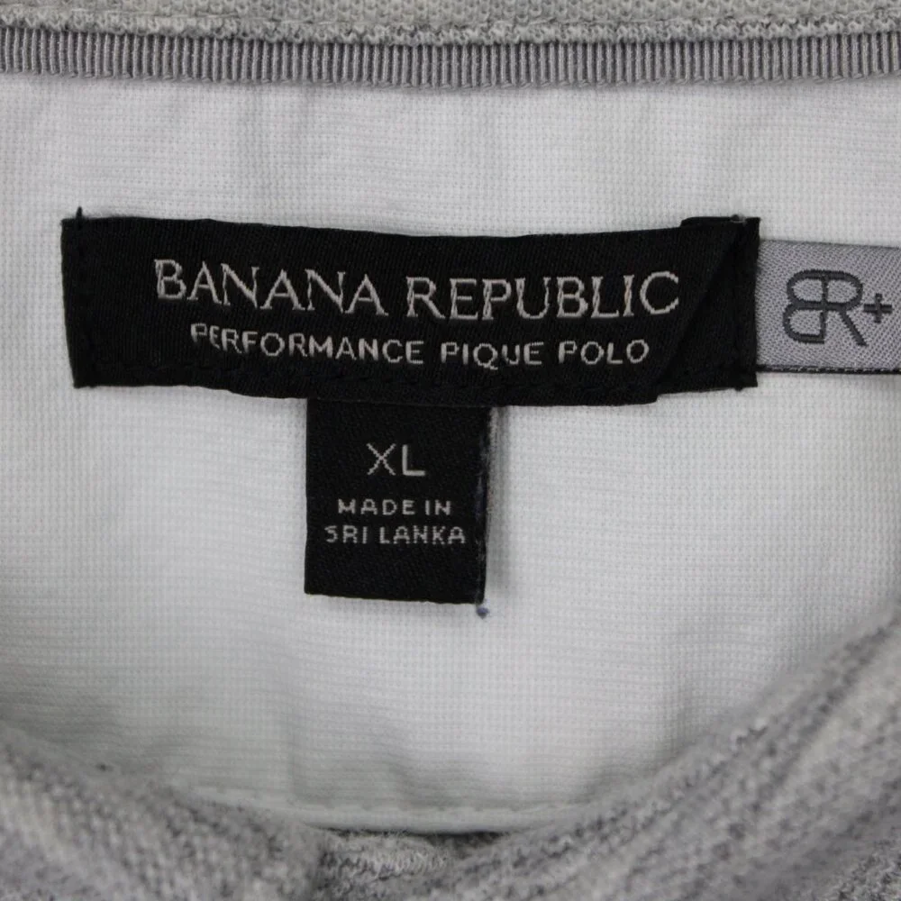 Banana Republic Performance Pique‎ Polo Shirt Mens XL Gray Cotton Stretch S/S